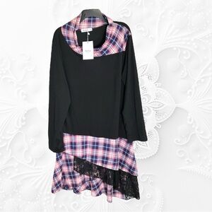 Nextmia New Black, Black Lace, Navy Red White Plaid Tiered Dress Wm 18 (More 14)